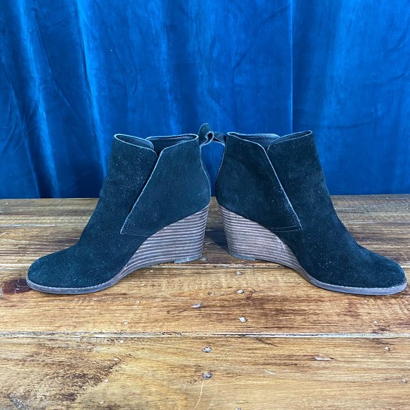 Lucky Brand Black Suede Yoniana Wedge Ankle Bootie Size 8.5M - Picture 4 of 11